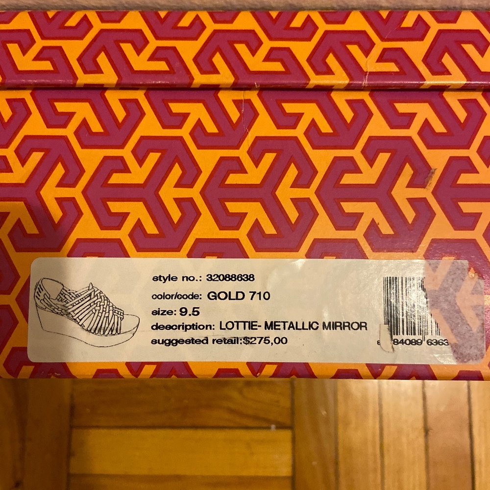 Tory Burch Lottie Metallic Mirror Cork Wedge Sandle